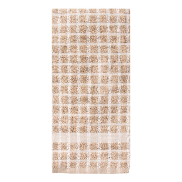 Ritz Concepts Check Kitchen Towel 100% Cotton Terry Taupe/Natural - 82690