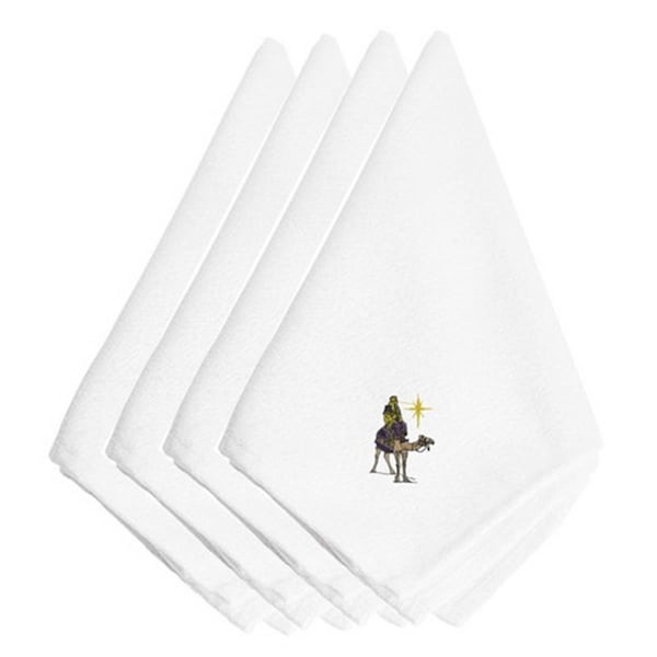 Carolines Treasures Christmas Nativity Wiseman Embroidered Napkins, Set of 4, 4PK - EMBT2075NPKE