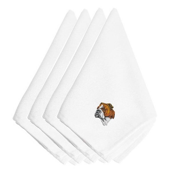 Carolines Treasures English Bulldog Embroidered Napkins, Set of 4, 4PK - EMBT2365NPKE