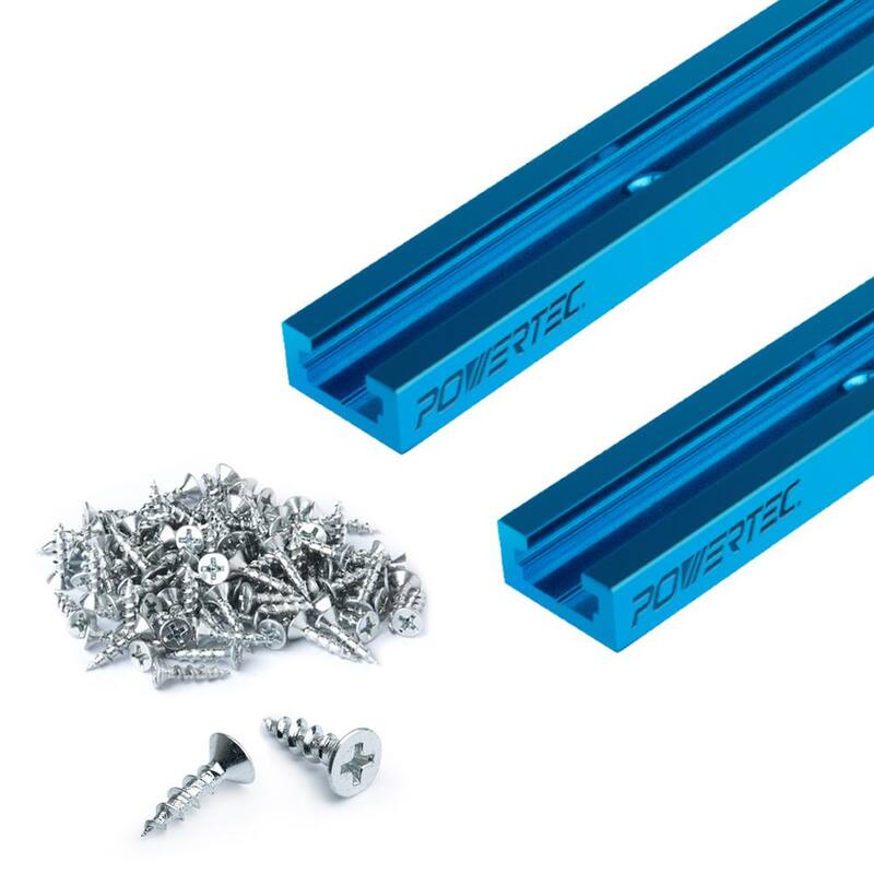 RAÍL EN T UNIVERSAL DE 24 PULGADAS CON 100 PIEZAS DE TORNILLOS PARA MADERA, PERFIL DE DOBLE CORTE CON AGUJEROS DE MONTAJE PRETALADRADOS - 71859