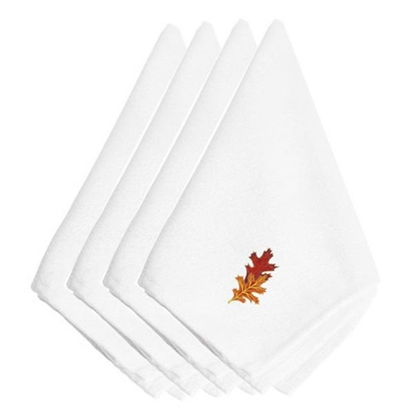 Carolines Treasures Fall Autumn Leaves Embroidered Napkins, Set of 4 - EMBT3447NPKE