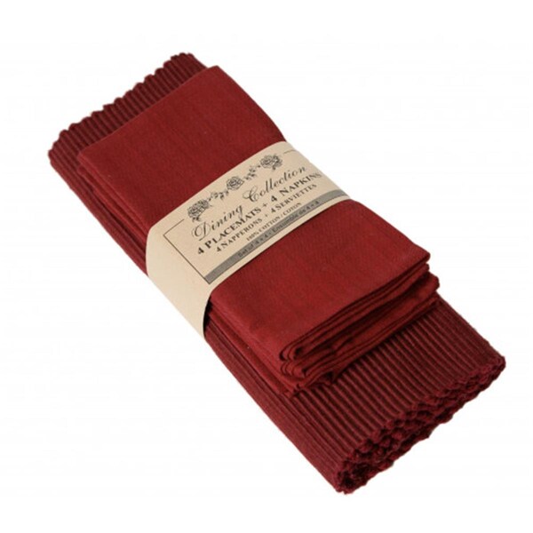 Mr. Mjs Trading 4 Placemats Plus 4 Napkins Set, Burgundy - AG-05303