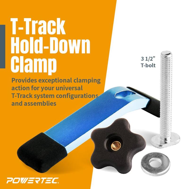 POWERTEC 24 pulgadas x 2 T-Track Universal con 4 abrazaderas de sujeción, T-Track de perfil doble con agujeros de montaje pretaladrados - 71858