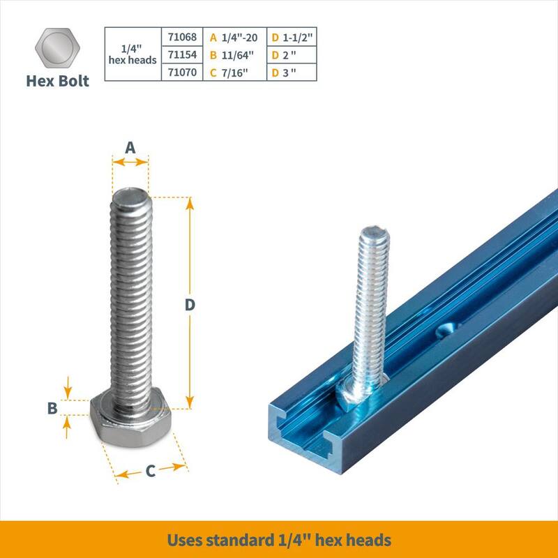 POWERTEC 24 pulgadas x 2 T-Track Universal con 4 abrazaderas de sujeción, T-Track de perfil doble con agujeros de montaje pretaladrados - 71858