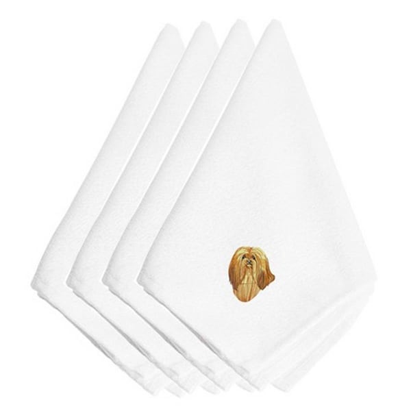 Carolines Treasures Lhasa Apso Embroidered Napkins, Set of 4 - EMBT2641NPKE