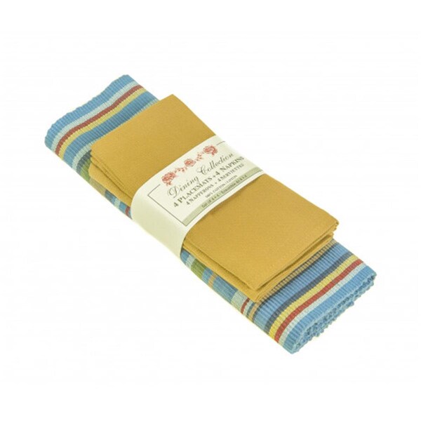 Mr. Mjs Trading 4 Placemats Plus 4 Napkins Set, Blue Stripe - AG-05193