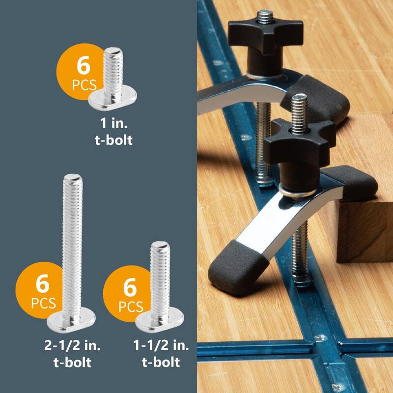 Kit de herrajes para plantilla de pista en T POWERTEC 1/4-20 pulgadas (46 piezas) - 71173
