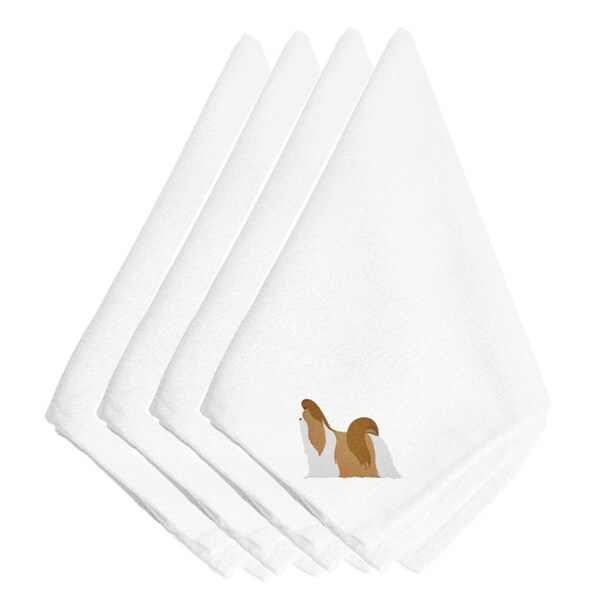 Carolines Treasures Shih Tzu Embroidered Napkins, Set of 4 - BB3446NPKE