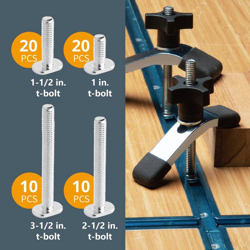 Kit de herrajes para plantilla de vías en T de 5/16 pulgadas -18 (128 piezas) - 71128