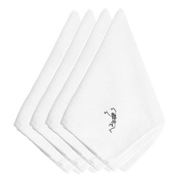 Carolines Treasures Carolines Treasures EMBT3812NPKE Halloween Skeleton Embroidered Napkins; Set of 4 - EMBT3812NPKE