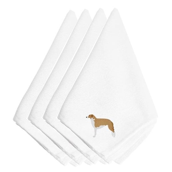 Carolines Treasures Carolines Treasures BB3399NPKE Borzoi Russian Greyhound Embroidered Napkins; Set of 4 - BB3399NPKE