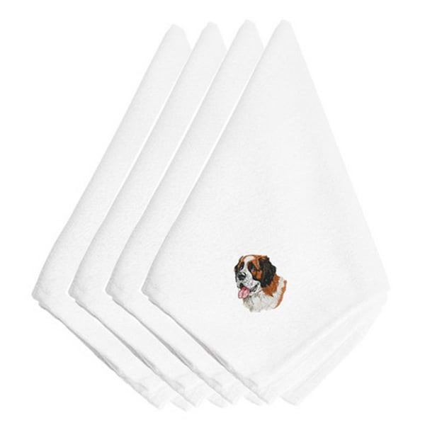 Carolines Treasures Saint Bernard Embroidered Napkins, Set of 4 - EMBT2712NPKE