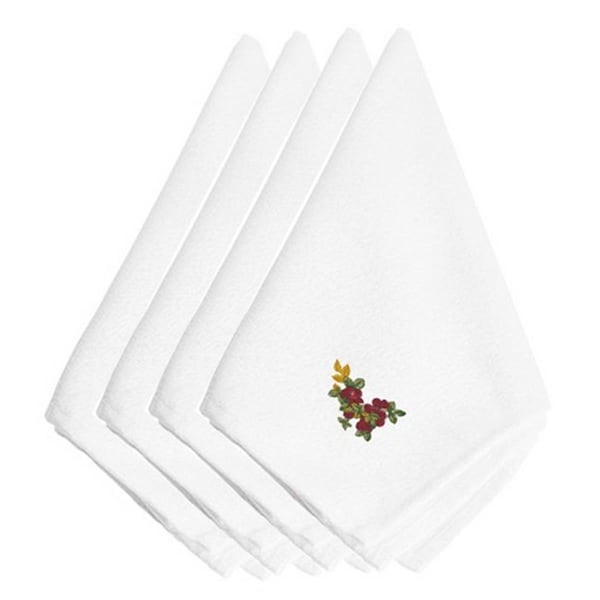 Carolines Treasures Fall Raspberries Embroidered Napkins, Set of 4 - EMBT3815NPKE