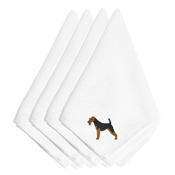 Carolines Treasures Welsh Terrier Embroidered Napkins, Set of 4 - BB3385NPKE