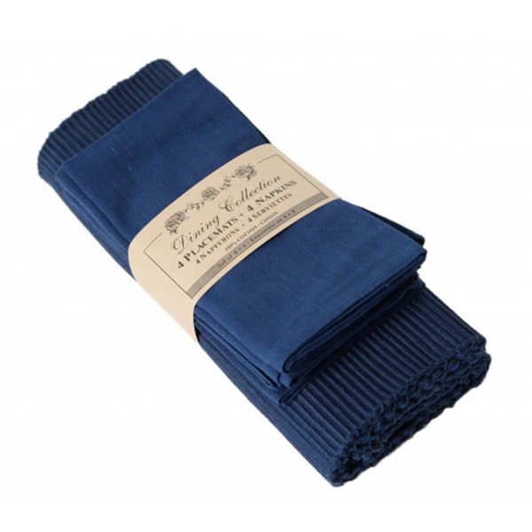 Mr. Mjs Trading 4 Placemats Plus 4 Napkins Set, Navy Blue - AG-05321