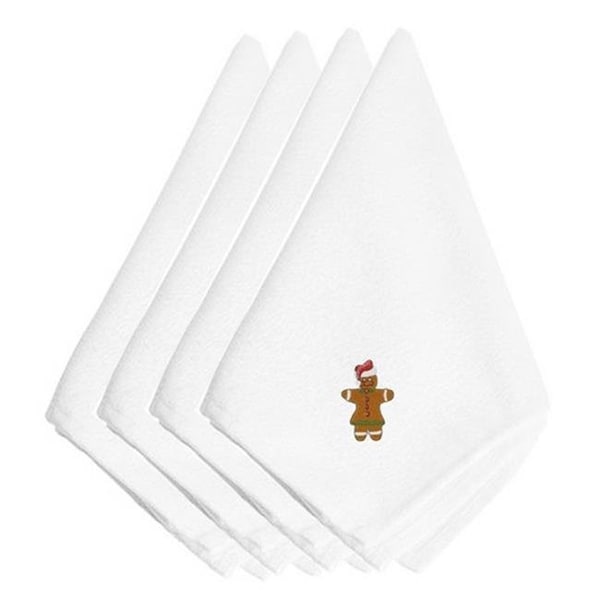 Carolines Treasures Carolines Treasures EMBT2420NPKE Christmas Gingerbread Lady Embroidered Napkins; Set of 4 - EMBT2420NPKE