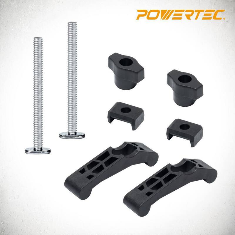 POWERTEC Mini T Track Hold Down Clamps Woodworking Series, 3-3/4 pulg. x 3/4 pulg. Abrazaderas de plástico reforzado con pernos en T de acero, (paquete de 4) - 71661-P2.