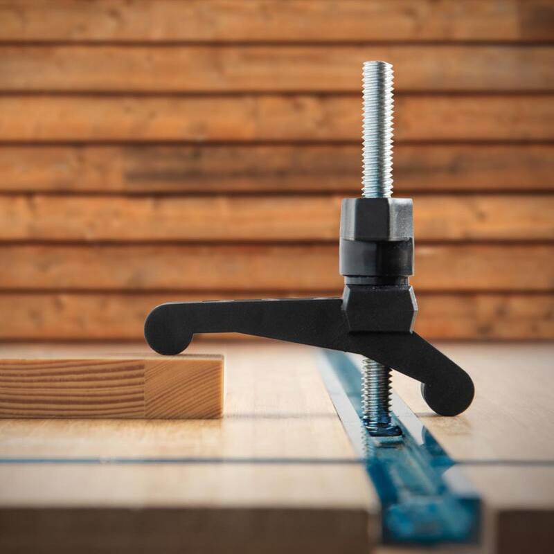 POWERTEC Mini T Track Hold Down Clamps Woodworking Series, 3-3/4 pulg. x 3/4 pulg. Abrazaderas de plástico reforzado con pernos en T de acero, (paquete de 4) - 71661-P2.
