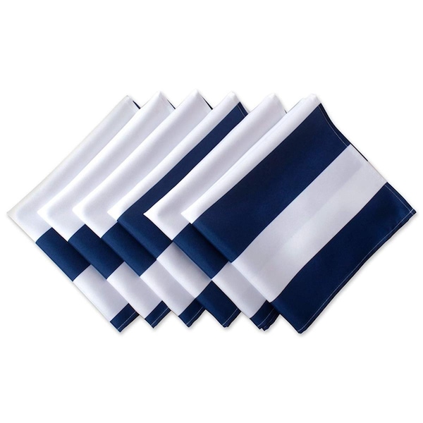 Fastfood 20 x 20 in. Nautical Blue Cabana Stripe Print Outdoor Napkin - FA1540275