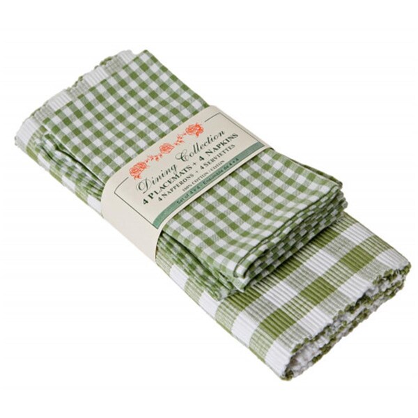 Mr. Mjs Trading 4 Placemats Plus 4 Napkins Set, Toro Green Check - AG-05293
