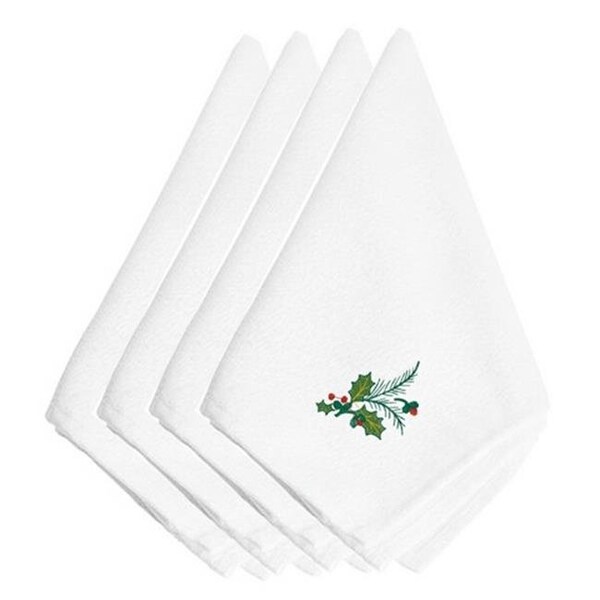 Carolines Treasures Carolines Treasures EMBT2407NPKE Christmas Holly Sprig Embroidered Napkins; 20 x 0.1 x 20 in. - Set of 4 - EMBT2407NPKE