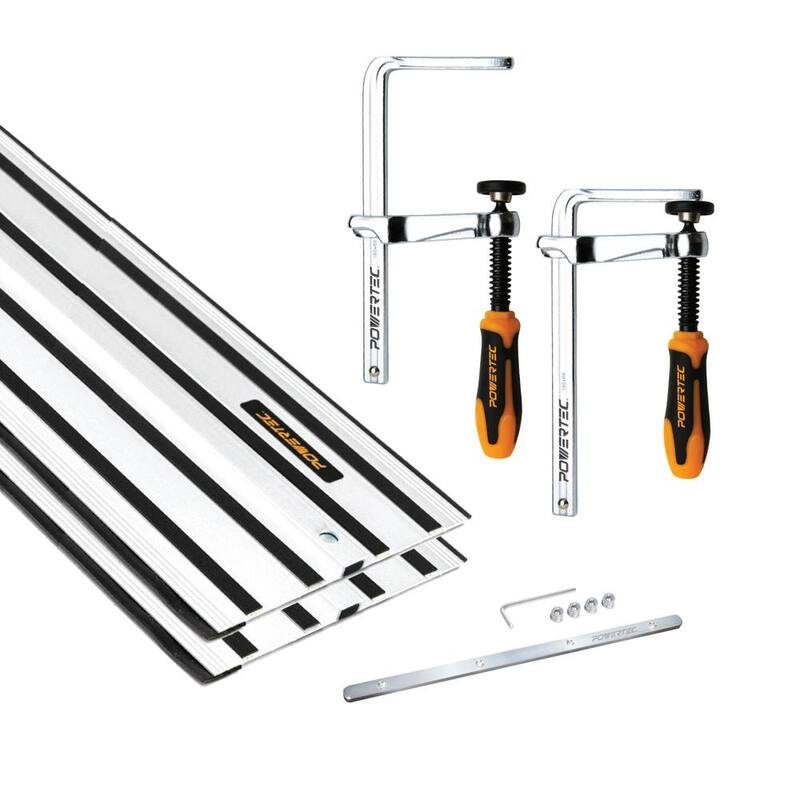 Set de unión de rieles guía de sierra circular de aluminio de 110 pulgadas para DeWalt (2 rieles guía de 55 pulgadas) con conector de riel guía y mordazas - 72060N