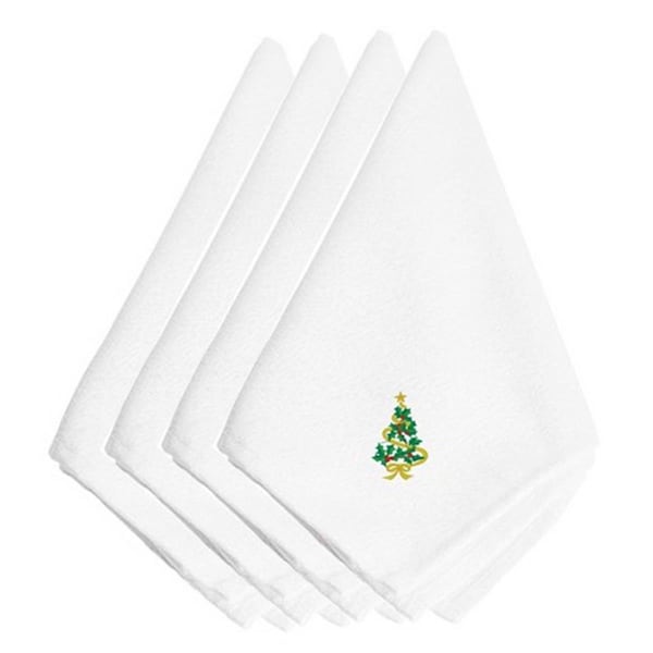 Carolines Treasures Christmas Tree Embroidered Napkins, Set of 4, 4PK - EMBT2069NPKE
