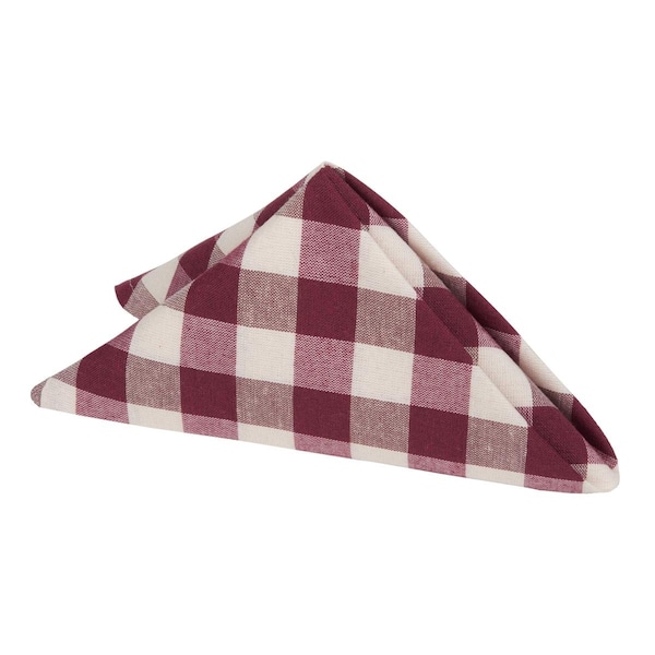 Achim Importing Achim  17 x 17 in. Buffalo Check Dinner Table Napkins, Burgundy - BCNAPKBU36