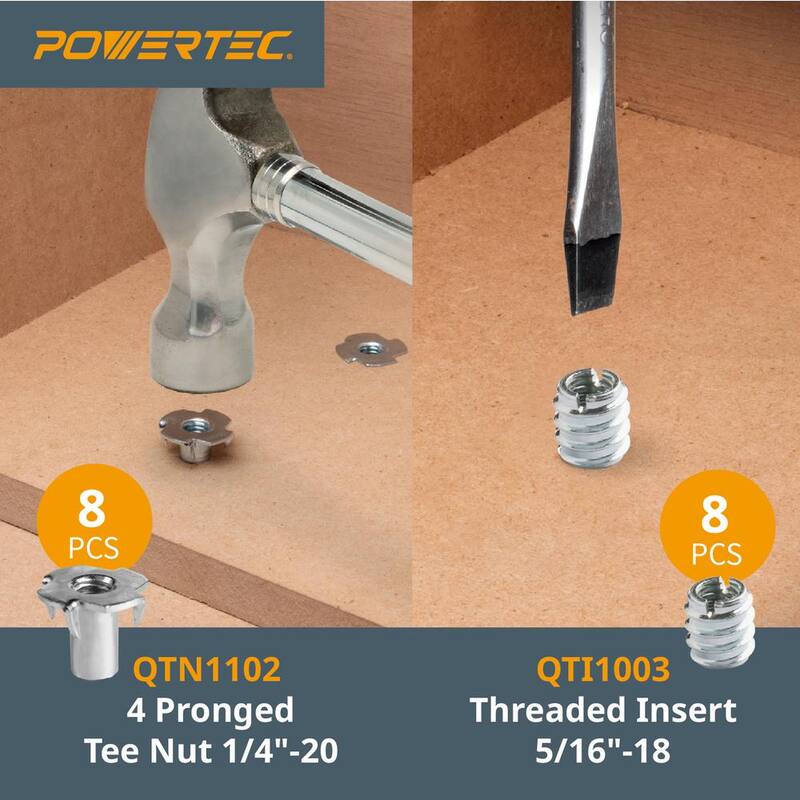 Kit de hardware para plantilla de riel en T de POWERTEC de 5/16-18 pulgadas (46 piezas) - 71174