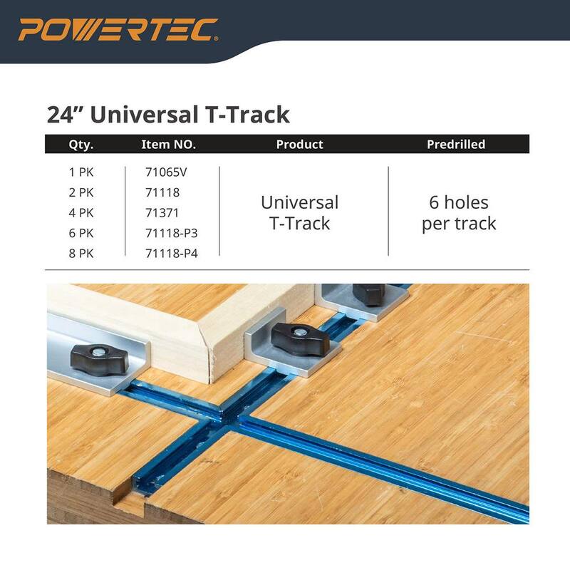 Kit de hardware para plantilla de riel en T de POWERTEC de 5/16-18 pulgadas (46 piezas) - 71174