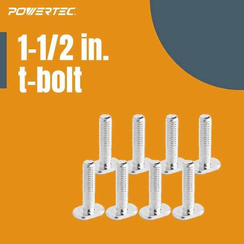 Kit de Perillas POWERTEC T-Track con 7 Perillas Roscadas Estrella de 1/4 pulgadas-20, Tornillos y Arandelas para Plantillas y Dispositivos de Carpintería (Juego de 10) - 71481