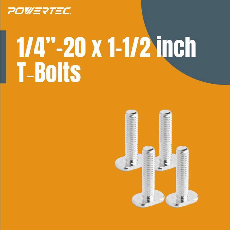 Kit de Perillas POWERTEC T-Track con 7 perillas roscadas de estrella de 1/4 pulgadas - 20, tornillos y arandelas para plantillas y accesorios de carpintería (juego de 4) - 71484
