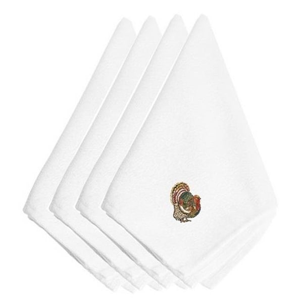 Carolines Treasures Carolines Treasures EMBT3006NPKE Thanksgiving Turkey No.2 Embroidered Napkins; Set of 4 - EMBT3006NPKE