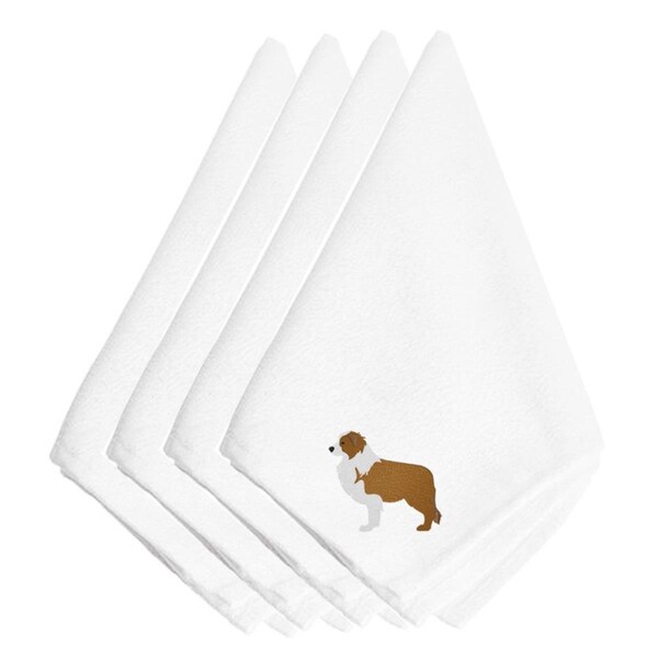 Carolines Treasures Red Border Collie Embroidered Napkins, Set of 4 - BB3422NPKE