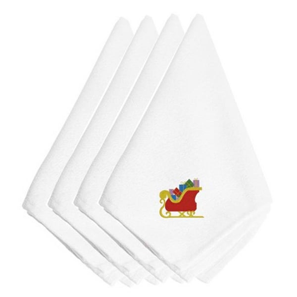 Carolines Treasures Christmas Santas Sleigh Embroidered Napkins, Set of 4, 4PK - EMBT2425NPKE