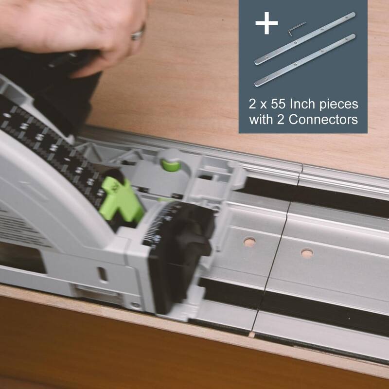 SET DE UNIÓN DE RIEL GUÍA PARA SIERRA DE RIEL DE 110 PULGADAS PARA MAKITA/FESTOOL, 2x55 PULGADAS DE RIEL GUÍA, ADAPTADOR DE RIEL PARA ROUTER, CONECTORES DE RIEL - 72079N