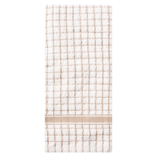 Ritz Classic Check Kitchen Towel 100% Cotton Terry Natural/Taupe - 13200