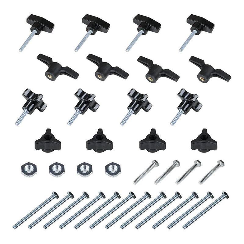 Kit de perilla de riel T-Track POWERTEC con pernos hexagonales de 1/4-20 por 1-1/2 pulgadas y arandelas (paquete de 36) - 71130N