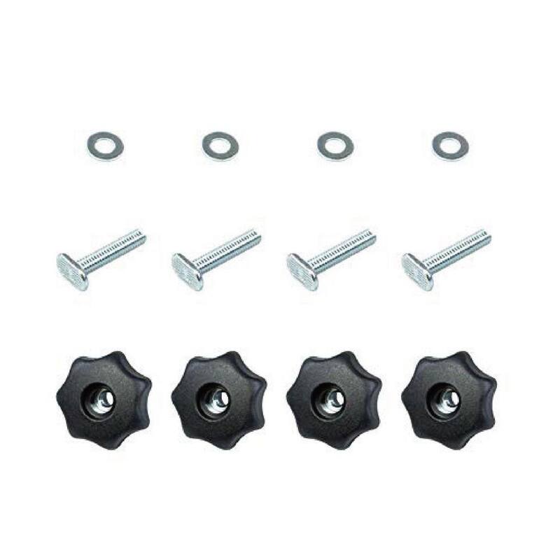 Juego de perillas de riel en T POWERTEC con 7 perillas roscadas de estrella de 5/16 in.-18, tornillos y arandelas para plantillas y accesorios de carpintería (juego de 4) - 71483
