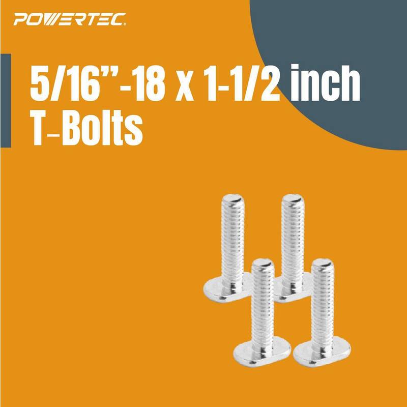 Juego de perillas de riel en T POWERTEC con 7 perillas roscadas de estrella de 5/16 in.-18, tornillos y arandelas para plantillas y accesorios de carpintería (juego de 4) - 71483
