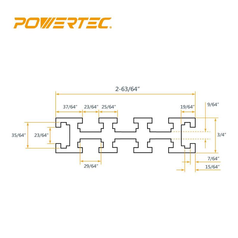 POWERTEC Cerca de T-Track Multi con Medidor de Láser de Derecha a Izquierda, 3 pulgadas de alto x 24 pulgadas de largo Multi Track - 71488N