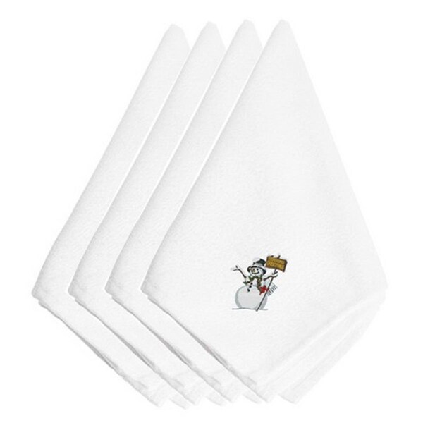 Carolines Treasures Christmas Seasons Greetings Snowman Embroidered Napkins, 4PK - EMBT2983NPKE