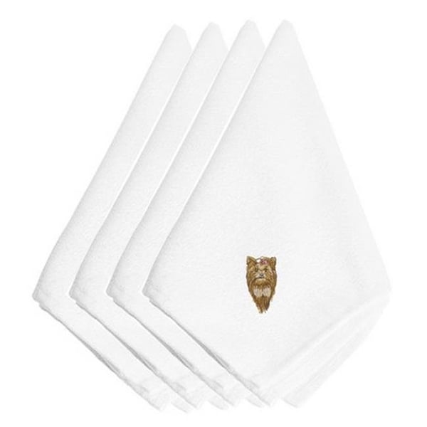 Carolines Treasures Carolines Treasures EMBT2512NPKE Yorkie Embroidered Napkins; Set of 4 - EMBT2512NPKE