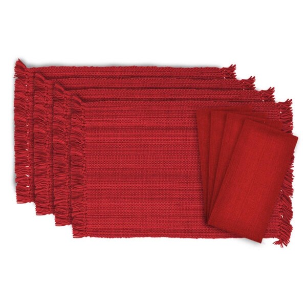 Fastfood Variegated Red Fringe Placemat & Napkin - FA2567812