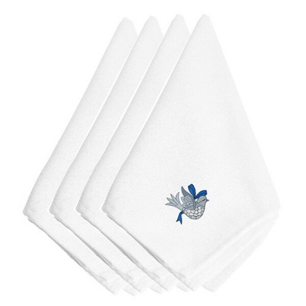 Carolines Treasures Christmas Blue and Silver Dove Embroidered Napkins, Set of 4 - EMBT2105NPKE