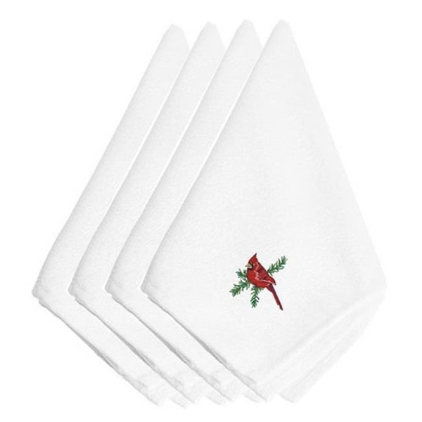 Carolines Treasures Carolines Treasures EMBT2984NPKE Christmas Cardinal Embroidered Napkins; Set of 4 - EMBT2984NPKE