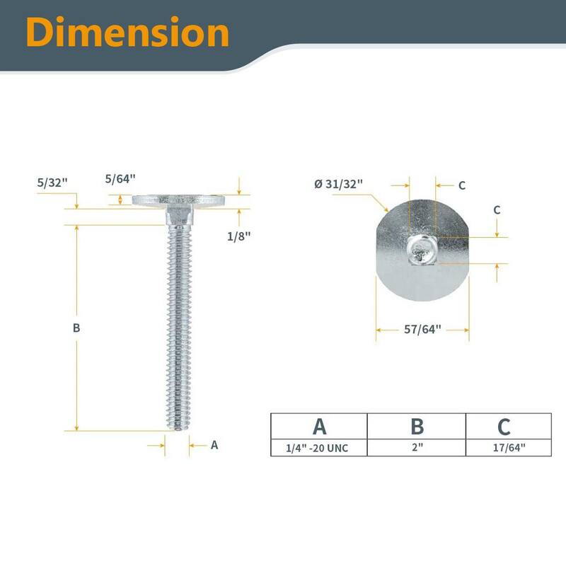 Riel en T de Aluminio de 32 pulgadas de POWERTEC con 10 pernos de bloqueo para ranuras de inglete de 3/4" x 3/8", tamaño de rosca 1/4"-20, 2" de longitud - 71817