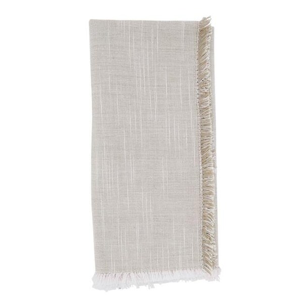 Saro Saro 1919.N20S 20 in. Two-Tone Fringe Square Napkins; Natural - Set of 4 - 1919.N20S