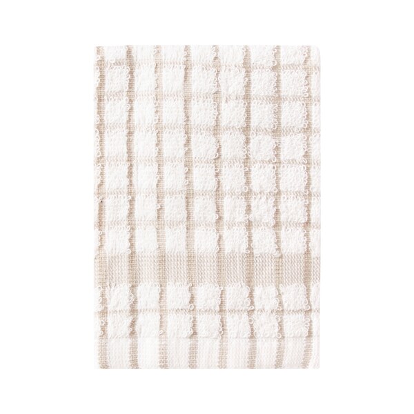 Ritz Concepts Coordinate Check Dish Cloth 100% Cotton Terry Natural/Taupe - 20800