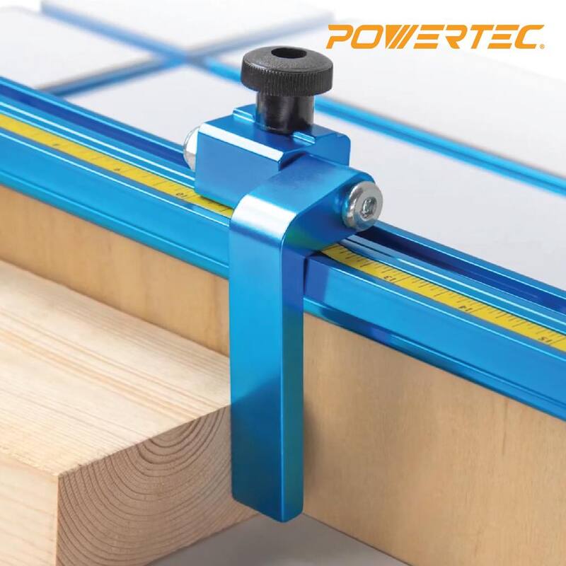POWERTEC 36 in. Riel en T Universal de Doble Corte con Escala Central Grabada con Láser y Tope Abatible de 3 in. - 71945N